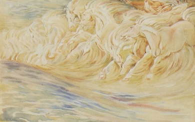 Walter Crane RWS (1845-1915) Walter Crane RWS (1845-1915) Étude pour "Les chevaux de Neptune" aquarelle...