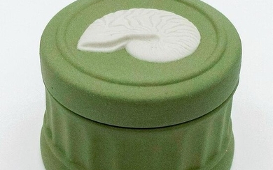 Wedgwood Sage Green Jasperware, Round Seashell Box