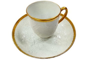Wedgwood leaf moulded bone china coffee cup and saucer