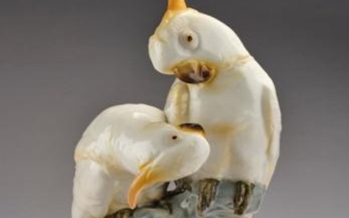 Wilhelm Neuhäuser, a parrot group, designed in 1912, executed by Nymphenburg Porcelain Manufactory
