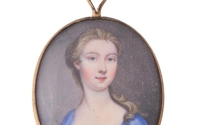 Y English School (18th century), A lady, wearing blue dress
