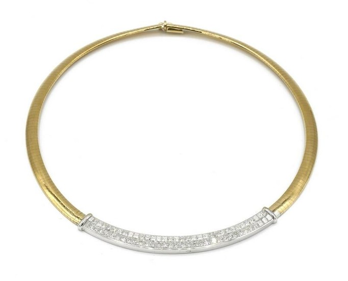 18Kt Yellow Gold Invisible Set Diamond Omega Necklace