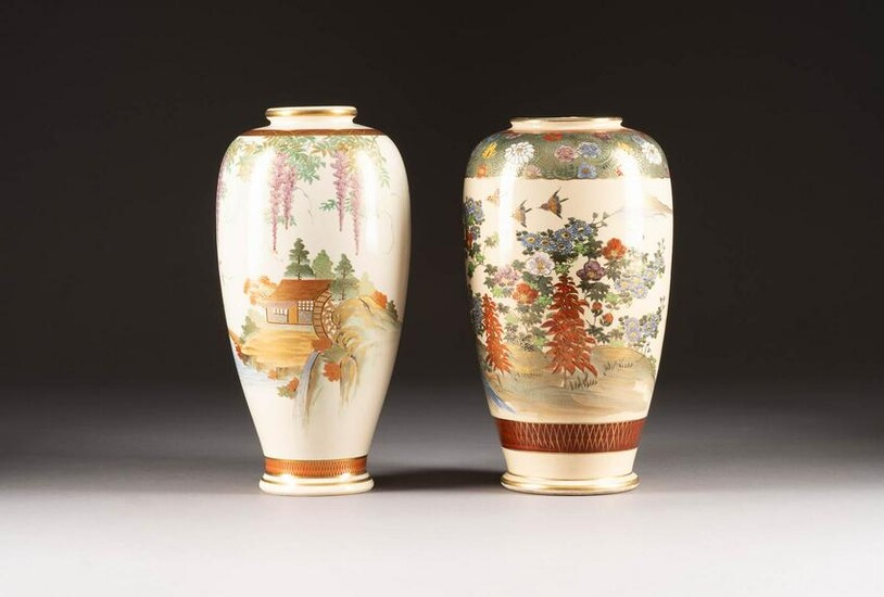 ZWEI SATSUMA-VASEN Japan, um 1900 Keramik, polychrome