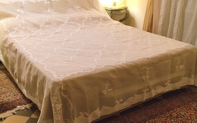 bedspread - 240 x 265 cm - Cotton, Linen, Organza - Second half 20th century
