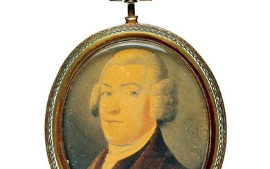 c. 1760, Watercolor Portrait - Brass Pendant Case