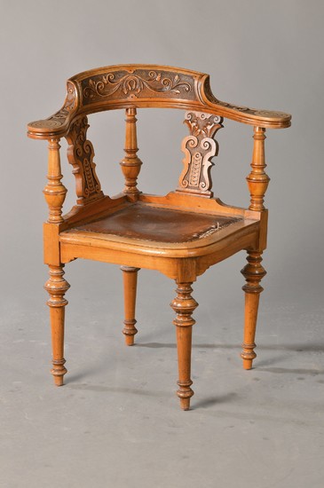 corner chair, Southern Germany, around 1880, Walnut...