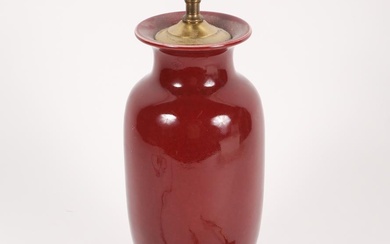 iGavel Auctions: Chinese Red Glazed Porcelain Vase Mounted as a Lamp FD8B