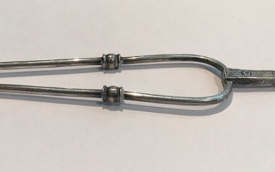 miniature coal tongs/fireplace tongs (1) - Silver - Netherlands - estimate 18th-early 19th century