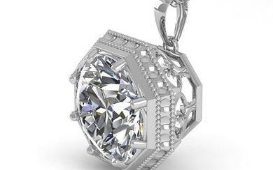 1 ctw VS/SI Diamond Solitaire Necklace Art Deco 18k White Gold