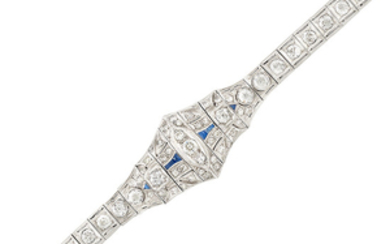 Platinum, Diamond and Sapphire Bracelet