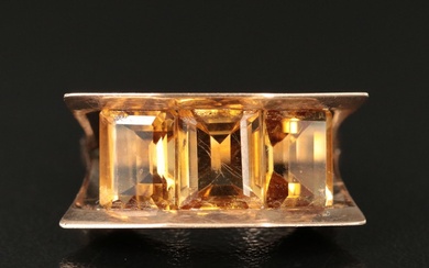 10K Rose Gold and Citrine Architectural Ring