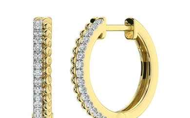 10K Yellow Gold Diamond 1/5 Ct.Tw. Hoop Earrings