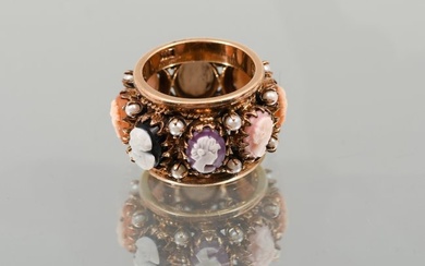 14K CAMEO AND PEARL RING