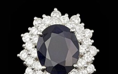14K White Gold 7.41ct Sapphire and 2.63ct Diamond Ring
