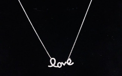 14K White Gold and 0.25ctw Diamond "Love" Necklace