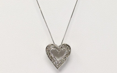 14Kt White Gold Diamond Heart Pendant.