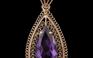 14k Rose Gold Synthetic Color Change Sapphire Pendant