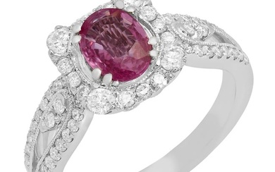 14k White Gold 1.00ct Pink Sapphire 0.68ct Diamond Ring