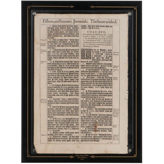 1611 "King James Pulpit Bible," Leaves from Book of Jeremiah , First Edition