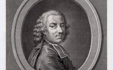 1771 Jean-Bernard Restout L'Abbe D'Olivet engraving signed