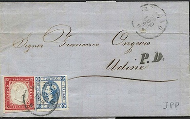 1863, Sardegna, lettera da Milano per Udine del 20 luglio 1863