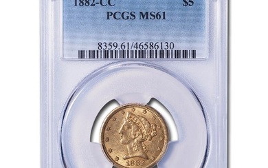 1882-CC $5 Liberty Gold Half Eagle MS-61 PCGS