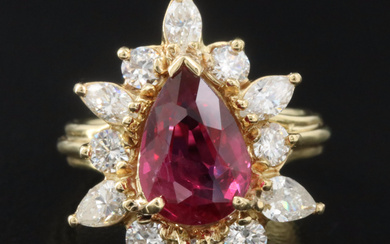 18K 2.29 CT Thai Ruby and 1.45 CTW Diamond Ring with GIA Report