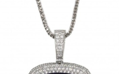 18K White Gold, Tanzanite and Diamond Pendant-Necklace