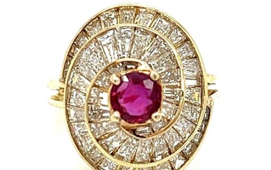 18K Yellow Gold Ruby & Diamond Ring