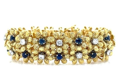 18K Yellow Gold Sapphire & Diamond Bracelet