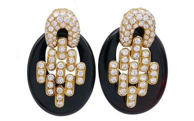 18k Vintage Boucheron Diamond Onyx French Earrings