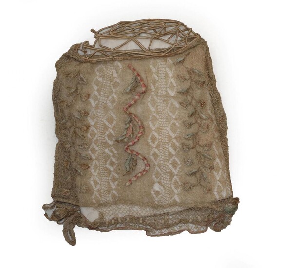 18th Century Pineapple Fibre Knitted Workbag, woven with a diamond...