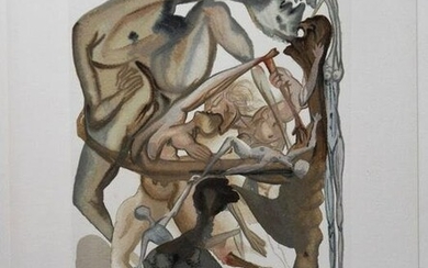 1960 Salvador Dali Surreal Authentic Woodcut
