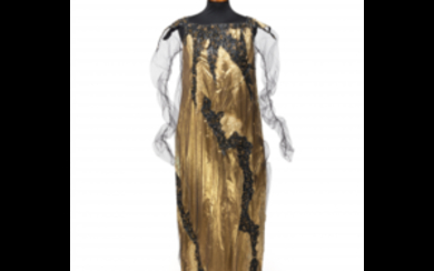 KRIZIA Particular evening dress in gold lamé and and...