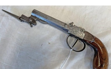 19TH CENTURY BELGIAN PERCUSSION TRAVELLING PISTOL WITH 8 CM ...