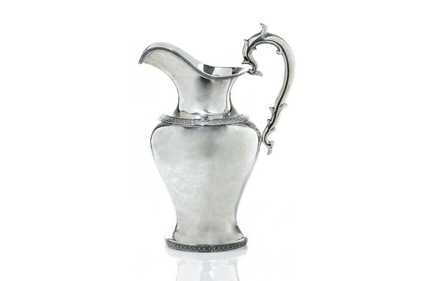 19th C AMERICAN SILVER WATER PITCHER, 903g
