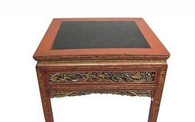 19th C. Chinese Lacquered & Gilt Center Table