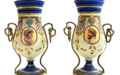 19th C. Pair of French Neoclassical Porcelain Vases