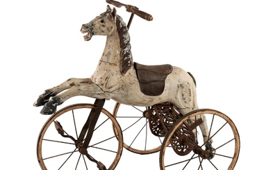 19th Century Carved Wood Horse Tricycle