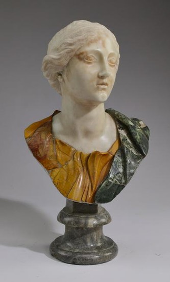 19th c. Italian Neoclassical style carved marble bust