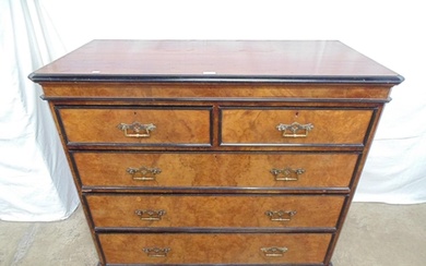19th century burr walnut chest of two short over three long ...