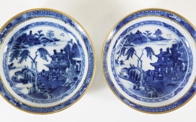 (2) CHINESE EXPORT BLUE & WHITE BOWLS