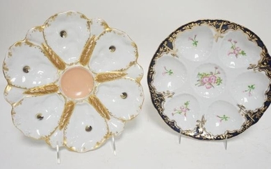 2 HAND PAINTED OYSTER PLATES