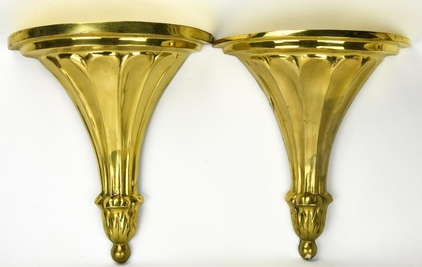 2 Neoclassical Style Gilded Brass Wall Brackets