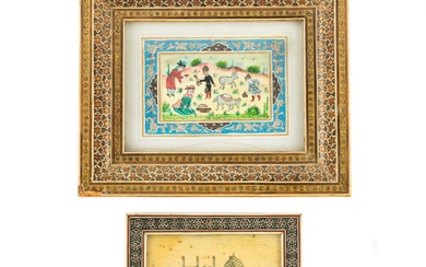 (2) Persian Style Miniature Paintings in Inlay Frames