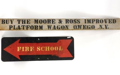 (2) signs to include a wooden wagon sign, By the