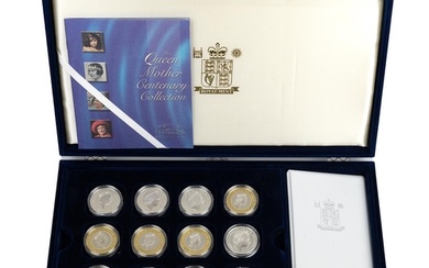 2000 Queen Mother Centenary 100th birthday 12-coin silver pr...