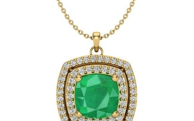 2.52 ctw Emerald & Micro Pave VS/SI Diamond Necklace