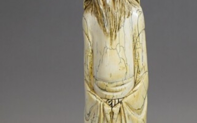 272- ''Sage riant'' Okimono en ivoire H : 30 cm