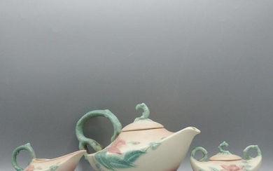 3 Pc. Hull Pottery Teapot with Matching Sugar & Creamer
